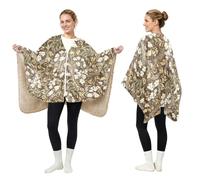 Coperta indossabile poncho scialle mantello avvolgente William Morris beige | Caldo e accogliente scialli da donna e avvolge sedia da ufficio coperta con tasche per adulti e adolescenti regali unici per