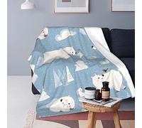 Coperta invernale con graziosi orsi polari, ultra morbida, in pile di flanella, coperta per letto, divano, camera da letto, ufficio, campeggio, viaggi, 101,6 x 127 cm