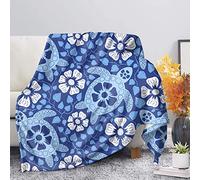Coperta invernale in morbida flanella spazzolata, calda, per tutte le stagioni, leggera, termica, per bambini e donne, stampa hawaiana con mandala e tartarughe marine, 3XL