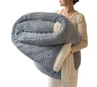 Coperta invernale per letto matrimoniale, spessa, calda coperta in pile di cotone, morbida e accogliente scaldaletto, coperta invernale spessa per il freddo, biancheria da letto in peluche (grigio