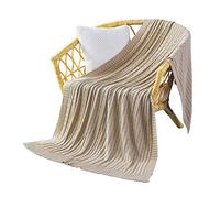 Coperta Lavorata A Maglia in Puro Cotone, Morbido Copriletto Leggero E Accogliente, 100% Cotone per Letto, Scialle da Ufficio, Poltrone Pausa Pranzo, Casa (Beige Yellow,125x180cm)