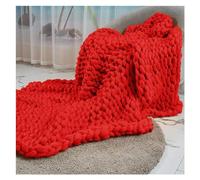 Coperta lavorata a maglia, morbida e soffice coperta fatta a mano, calda coperta lavorata a maglia spessa, grande nodo di corda all'uncinetto, coperta per divano, letto e divano (rosso 200x200 cm ross