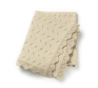 Coperta lavorata a maglia per bambini Loyfoky 100% cotone morbida a celle per neonati, adatta per avvolgere, cameretta, passeggino, kaki 100x80 cm