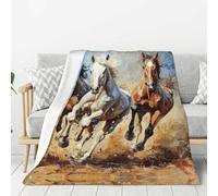 Coperta leggera e calda con stampa artistica di cavalli che corrono coperte morbide coperte spesse e accoglienti per uso domestico all'aperto