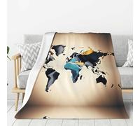 Coperta leggera e calda con stampa astratta con mappa del mondo, morbida e spessa, per camera da letto, campeggio, soggiorno, viaggio