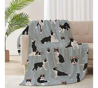 Coperta leggera in pile di flanella con cane Boston Terrier, in morbida microfibra, per divano e letto, 101,6 x 76,2 cm, per animali domestici