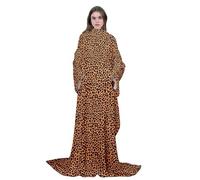 Coperta leopardata indossabile con maniche coperta in morbido pile con braccioli per donne uomini adulti accogliente e calda coperta in flanella per letto divano divano regalo invernale 127 x 178cm