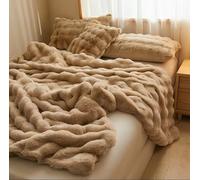 Coperta Lusso Pelliccia Sintetica Morbida Calda Invernale Doppio Strato