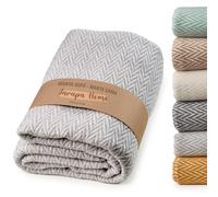 Coperta matrimoniale multiuso in cotone, telo copridivano elegante e resistente, ideale come trapunta letto singolo o coperta divano per tutte le stagioni (Grigio Chiaro, 130x180 cm)