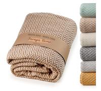 Coperta matrimoniale multiuso in cotone, telo copridivano elegante e resistente, ideale come trapunta letto singolo o coperta divano per tutte le stagioni (Beig, 130x180 cm)
