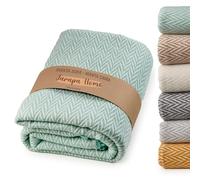 Coperta matrimoniale multiuso in cotone, telo copridivano elegante e resistente, ideale come trapunta letto singolo o coperta divano per tutte le stagioni (Verde Acqua, 130x180 cm)