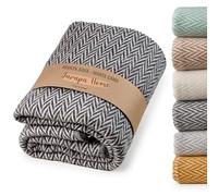 Coperta matrimoniale multiuso in cotone, telo copridivano elegante e resistente, ideale come trapunta letto singolo o coperta divano per tutte le stagioni (Grigio Scuro, 130x180 cm)