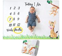 Coperta Mesi Neonato Maschio O Femmina, Unisex | Regalo Personalizzato Per Neomamme | Coperta Mesi Bambino Con Immagini | Traccia La Crescita E L’età | Morbida, Spessa, Grande