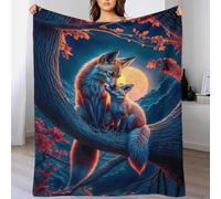 Coperta Moonlit Fox Family Embrace, lavabile e facile da pulire, per la figlia, da mamma, per il campeggio, per l'amante, il marito, la moglie, le donne e gli uomini, 80x90 pollici (200x230 cm)