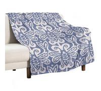 Coperta morbida Bee Block Provenza Blu Grigio Coperta calda e accogliente in flanella Coperte autunnali comode per divano letto Tutte le stagioni Donna Uomo Decorazione per la casa leggera 50 * 60 pol