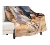 Coperta morbida con cavalli che corrono nel deserto, calda e accogliente, in flanella, comoda coperta autunnale per divano letto, per tutte le stagioni, per donne e uomini, leggera, decorazione per la