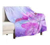 Coperta morbida con fiori di ciliegio e stelle brillanti, calda e accogliente, in flanella, comoda coperta autunnale per divano, letto, per tutte le stagioni, per donne e uomini, leggera, decorazione