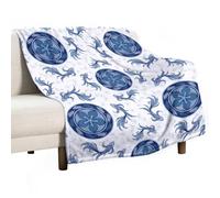 Coperta morbida con fiori di pesce combattente blu, calda e accogliente, in flanella, comoda coperta autunnale per divano letto, per tutte le stagioni, per donne e uomini, leggera, decorazione per la