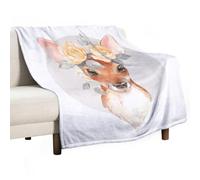 Coperta morbida con simpatici cervi e fiori di champagne, calda e accogliente, in flanella, comoda coperta autunnale per divano, letto, per tutte le stagioni, per donne e uomini, leggera, decorazione