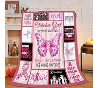 Coperta morbida e calda e accogliente per la consapevolezza del cancro al seno, ultra pelosa, leggera, regalo per gli amici di ottobre dopo l'intervento chirurgico, coperta 203,2 x 152,4 cm