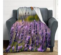 Coperta morbida e leggera in peluche con farfalle e lavanda per letto, 76,2 x 101,6 cm, coperta in flanella per divano, sedia, ufficio, campeggio, viaggi