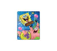 Coperta morbida e setosa di Nickelodeon Spongebob Squarepants. Blu, Giallo, Rosa, Verde e Bianco.
