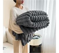 Coperta morbida e soffice in finta pelliccia - Coperta reversibile a righe, calda e accogliente, for divano e letto(Dark gray,39 * 59 in)