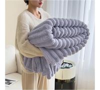 Coperta morbida e soffice in finta pelliccia - Coperta reversibile a righe, calda e accogliente, for divano e letto(Purple,47 * 79 in)