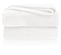 Coperta morbida in flanella, calda Oekotex, adatta per divano, coperta in pile, non lascia pelucchi, 130 x 170 cm, tipo 380, bianco