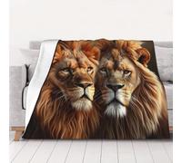 Coperta morbida in flanella con due leoni, perfetta per letto, divano e viaggi, adatta per tutte le stagioni, 4 misure