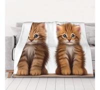 Coperta morbida in flanella con due simpatici gatti, perfetta per letto, divano e viaggi, adatta per tutte le stagioni, 4 misure