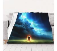 Coperta morbida in flanella con motivo di fuochi e persone sotto nuvole scure, perfetta per letto, divano e viaggi, adatta per tutte le stagioni, 4 misure