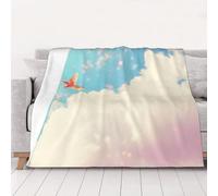 Coperta morbida in flanella con uccelli che volano sotto nuvole bianche, perfetta per letto, divano e viaggi, adatta per tutte le stagioni, 4 misure