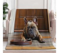 Coperta morbida in pile in microfibra, con animali francesi e bulldog, beige, 100 x 130 cm, calda coperta in pile Sherpa, coperta per divano, letto, soggiorno