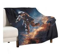Coperta morbida per divano, coperta leggera in flanella per divano, astronauta che vola nello spazio, coperta decorativa calda e accogliente per l'autunno e l'inverno, 55"x70"