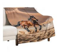 Coperta morbida per divano, coperta leggera in flanella per divano, cavalli che corrono nella tempesta del deserto, coperta decorativa calda e accogliente per l'autunno e l'inverno, 152,4 x 203,2 cm