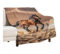 Coperta morbida per divano, coperta leggera in flanella per divano, cavalli che corrono nella tempesta del deserto, coperta decorativa calda e accogliente per autunno e inverno, 40"x50"