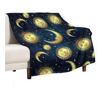 Coperta morbida Sole Luna Notte oscura Coperta calda e accogliente in flanella Coperte autunnali comode per divano Letto Divano Tutte le stagioni Donna Uomo Decorazione leggera per la casa 55 * 70 pol