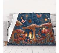 Coperta Mystical Mushroom Garden Night,Modern Fancy Art Coperta da Tiro Peluche Leggera Coperte per Letto Poltrona Campeggio 100x125cm