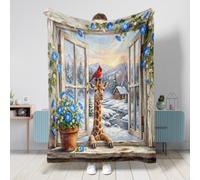 Coperta natalizia con giraffa, 127 x 152,4 cm, morbida e accogliente coperta in flanella per divano, letto, spiaggia, viaggi, decorazione natalizia per la casa e il divano