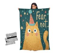 Coperta natalizia con simpatico gatto che non teme il soggiorno, leggera, morbida, 55 x 70 cm, per tutte le stagioni