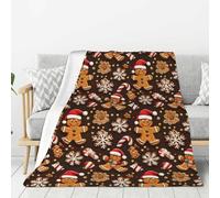 Coperta natalizia con stampa di omino di pan di zenzero, per divano e letto, super morbida, leggera, accogliente, calda, in flanella, 101,6 x 76,2 cm, per tutte le stagioni