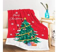 Coperta natalizia per bambini, con albero di Natale, coperta per culla e passeggino, coperta natalizia per divano, letto, morbida e leggera, in pile felpato, 76 x 102 cm