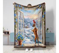 Coperta natalizia per cani boxer, 127 x 152,4 cm, morbida e accogliente coperta in flanella per divano, letto, spiaggia, viaggi, decorazione natalizia per la casa e il divano