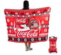Coperta natalizia ufficiale Coca-Cola in pile - accogliente coperta con motivo camion - morbida flanella - Merchandising ufficiale Coca-Cola - 150 x 125 cm