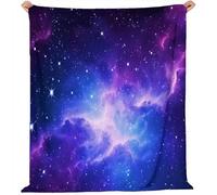 Coperta Nebulosa Stella Viola Cielo Stellato Pile Divano Morbida Coperte per Letto Singolo Matrimoniale Viola Blu Soffice e Calda Coperta Pile Invernale per Bambini Adulti 150 x 100 cm
