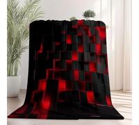 Coperta Nero in pile morbida e leggera con stampa Cubo Geometria Quadrato, Coperta in flanella 150x200 cm per letto divano viaggi campeggio per tutte le stagioni