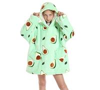Coperta oversize per bambini, con cappuccio, in pile Sherpa con simpatico animale, coperta indossabile con cappuccio per bambini, adolescenti, soffice gigante, comoda felpa con cappuccio, Avocado,