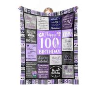 Coperta per 100° compleanno, regalo per donne, regali per donne che compie il 100° compleanno, decorazioni per mamma, moglie, sorella, nonna, amici (130 x 150 cm)