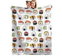 Coperta per bambini, per ragazzi e ragazze, bella coperta con motivo sushi, soffice e accogliente coperta in pile con colori vivaci e design carino, morbida e calda, 127 x 152 cm